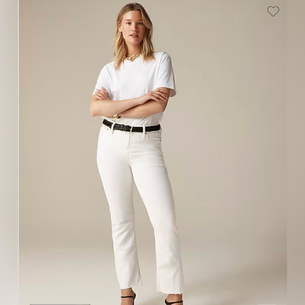 J.Crew 9" demi-boot crop jean in white wash